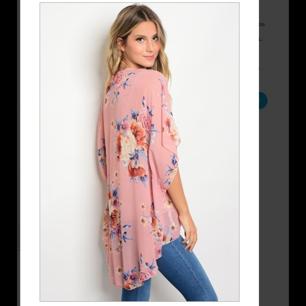 2/$30 Emory Park - Pink Floral Kimono Tunic Size S NWT - Picture 3 of 5